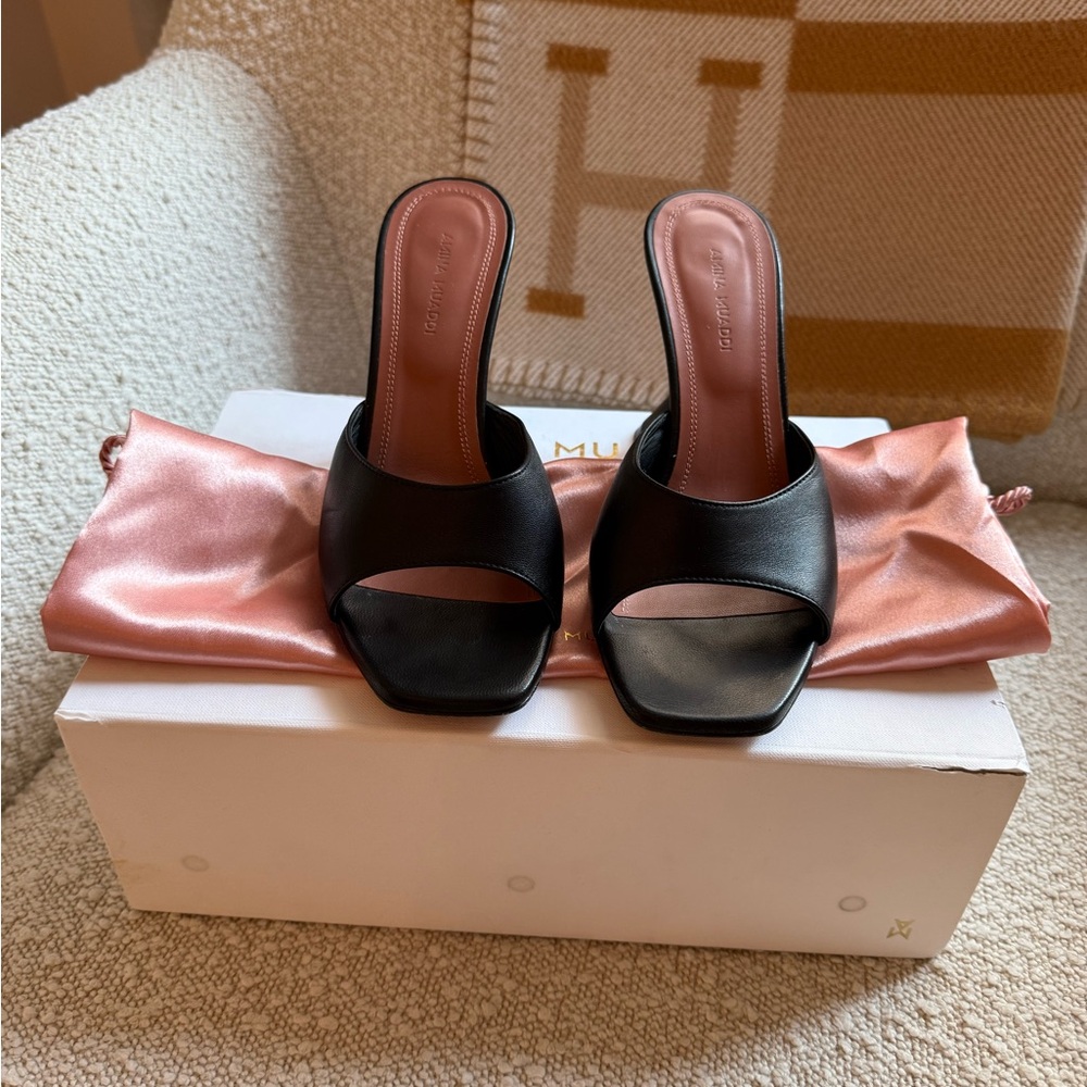 AMINA MUADDI Lupita Mules in Black size 37.5
